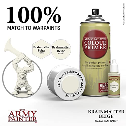 The Army Painter, Colour Primer Brainmatter Beige, 400 ml acrylic spray | Spray Paint Basecoat for Miniature Model Undercoat Priming, Plastic Wargames, DnD & Warhammer - color: Brainmatter Beige