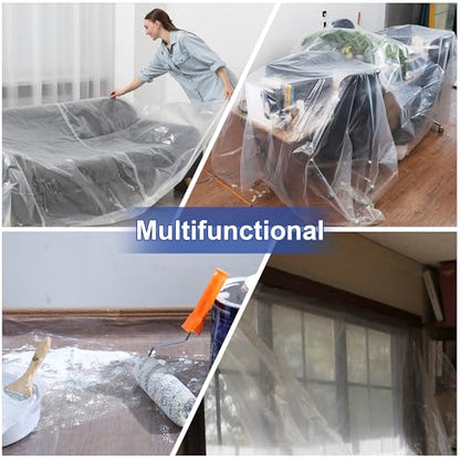 Plastic Drop Cloth, 3Mil Thick, Heavy-Duty, 9x12 Ft Painter's Sheet | Tear-Resistant,Waterproof, Reusable, Thickened, for Painting, Furniture, Walls, and Floor Protection - size: 3mil-1Pack