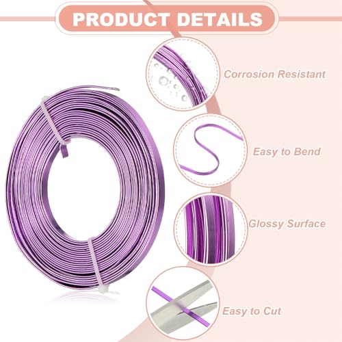 uxcell 18 Gauge Flat Aluminum Wire, 16.40 ft 5mm Wide Aluminum Crafts Wire for Flower Bonsai Crafts Carving DIY Bezel Sculpting Gem Metal Wrap, Light Purple - color: Light Purple, size: 5mm