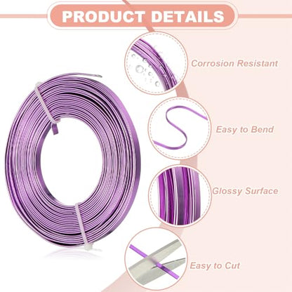 uxcell 18 Gauge Flat Aluminum Wire, 16.40 ft 5mm Wide Aluminum Crafts Wire for Flower Bonsai Crafts Carving DIY Bezel Sculpting Gem Metal Wrap, Light Purple - color: Light Purple, size: 5mm