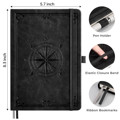 AHGXG Blank Journal Notebook, 192 Pages, A5 Medium Size (5.7'' x 8.3'') - color: Black, style: Unlined