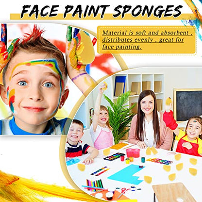 Yinkin 24 Pcs Face Paint Sponge Petal Face Painting Oval Sponges High Density Face Painting Supplies for Kids Adults Art Work Halloween Makeup Body Paint (Yellow)