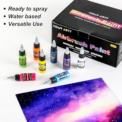 HOMY ARTY Airbrush Paint - 43 Colors with 5 Thinner - color: 43 Colors with 5 Thinner