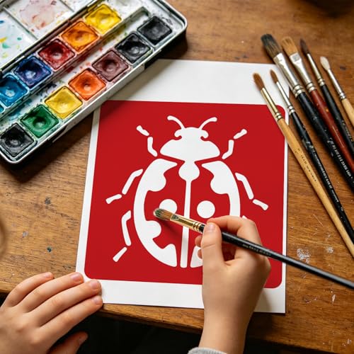 CUTHOLLOW Animals Fruit Plant Stencils, 24PCS 8-Inch Reusable Plastic | 24PCS 8-Inch Animals, Fruit & Plant Shapes, Reusable Washable Plastic, Painting, Crafts, Wall Art & Sidewalk Chalk - style: Insects