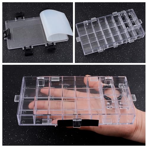 WANDIC Palette Box, 1 Piece 24-Well Empty Watercolour Box Paint Storage Palette Box for Acrylic and Oil Paint Gouache Paint Containers with Lids - color: 24-well