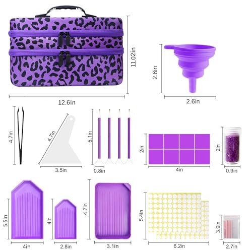 CAIOVSE Diamond Painting Storage Containers 240 Slots Diamond Art Case - color: Leopard Print, size: 240 jars