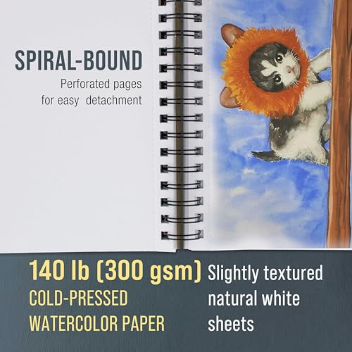 U.S. Art Supply 5.5" x 8.5" Premium Heavyweight Watercolor Paper Pad,3-Pack - size: 5.5-x-8.5-inch