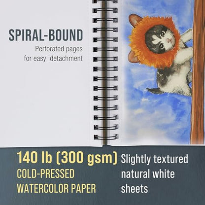 U.S. Art Supply 5.5" x 8.5" Premium Heavyweight Watercolor Paper Pad,3-Pack - size: 5.5-x-8.5-inch