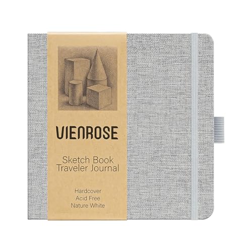 Vienrose 5.5"x5.5" Sketch Books, Linen Cover Sketching Book with 120 Acid-Free Pages, 111lb/180gsm Drawing Pad for Kids, Beginners & Professionals, Art Supplies for Adults & Students(Grey, 60 Sheets) - color: Grey, size: 5.5"x5.5", 60 sheets