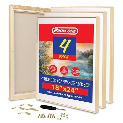 4 Pack 18 x 24 inch Floater Frame Canvas –Gallery Wrapped Canvas Set | Cotton-Linen Blend (400 gsm), Triple Acid-Free Gesso, Warp Resistant, Ready to Hang for Oil and Acrylic - color: Light Brown, size: 4pk-18x24 in
