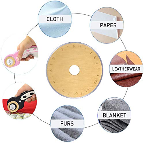 Titanium Coated 45mm Rotary Cutter Blades 15 Pack Fits Olfa, Fiskars, Replacement Rotary Blade for Arts Crafts Quilting Scrapbooking Sewing, Sharp and Durable - size: 45mm 15pcs (Titanium Plating)