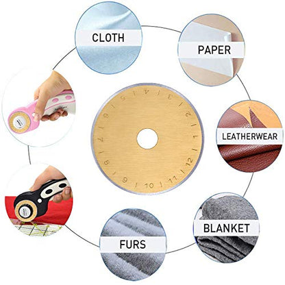 Titanium Coated 45mm Rotary Cutter Blades 15 Pack Fits Olfa, Fiskars, Replacement Rotary Blade for Arts Crafts Quilting Scrapbooking Sewing, Sharp and Durable - size: 45mm 15pcs (Titanium Plating)