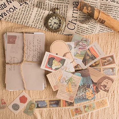 200Pcs Vintage Scrapbook Stickers, Aesthetic Junk Journal Stamping Supplies Kit, Scrapbooking Ephemera Washi Paper for Bullet Journaling Planners Diary Collage (Artistic) - style: Artistic