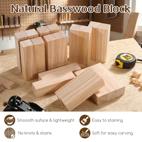30 PCS Wood Carving Blocks, 4" x 1" x 1" Soft Solid Pine Wood Block, Unfinished Wooden Whittling Blocks, for Beginner Experts DIY Craft Arts
