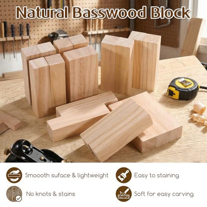 30 PCS Wood Carving Blocks, 4" x 1" x 1" Soft Solid Pine Wood Block, Unfinished Wooden Whittling Blocks, for Beginner Experts DIY Craft Arts