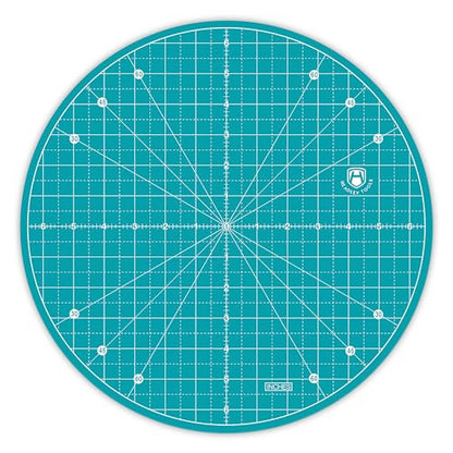 13"x13" Round Rotating Cutting Mat, Self Healing Mat with 360-Degree Rotation & Anti-Slip Base, Sewing Board Cutting Mat Perfect for Fabric Quilting Leather Hobby Project, Turquoise - color: Turquoise, size: 13"L x 13"W
