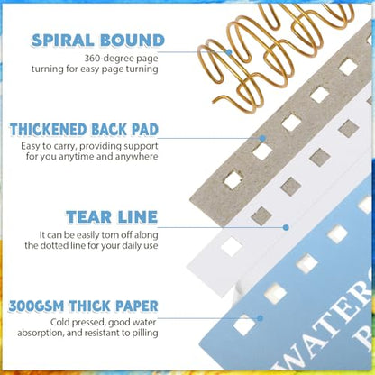 35 Sheets Watercolor Paper Pad 9x12 Inch, 140 Lb Cold Press, Spiral - size: 9x12 Inch