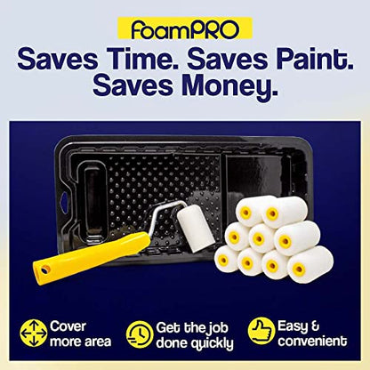 Foampro 2” Fine Finish Paint Roller Kit | 1 Plastic Paint Tray, 1 Roller Handle, 10 Foam Rollers | Mini Foam Roller Kit w/Roller Pan | Home Painting Supplies & Paint Tools, 162 (162KIT) - style: (2 Inch) Paint Kit