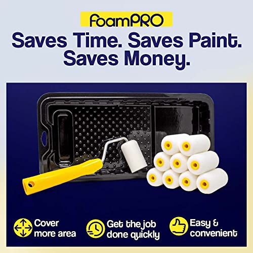 FoamPRO 162 | 2” Fine Finish Paint Roller | Mini Foam Roller (1 Pack) | Foam Paint Roll Cover + Paint Roller Handle | Home Painting Supplies & Paint Tools - size: Pack of 1, style: Roller 2"