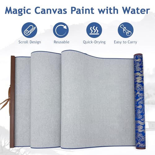 Reusable Calligraphy Cloth, No Ink Magic Water Painting Paper for Chinese Calligraphy Practice, Professional Water Drawing Mat Writing Cloth Scroll for Beginners -Blue - color: Blue
