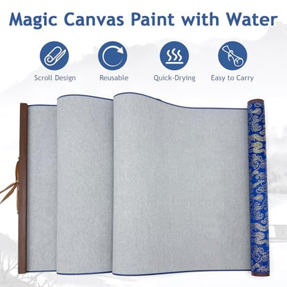 Reusable Calligraphy Cloth, No Ink Magic Water Painting Paper for Chinese Calligraphy Practice, Professional Water Drawing Mat Writing Cloth Scroll for Beginners -Blue - color: Blue