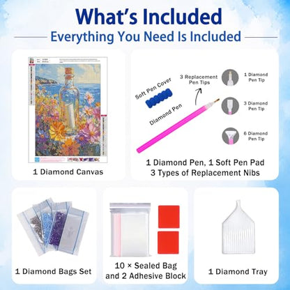Diamond Art Kits for Adults, Wishing Bottle Diamond Painting, 12x16 Inch - color: 06-Wishing Bottle
