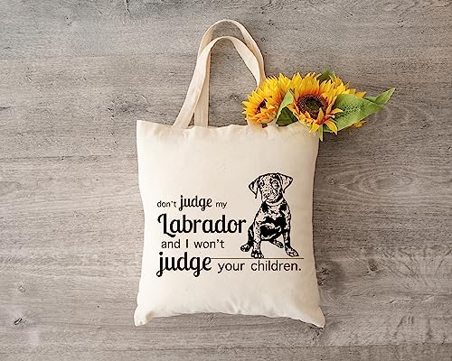 Pet Studio Art Don't Judge My Dog Tote Bag - color: Labrador