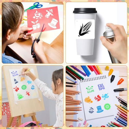 JULMELON 20Pcs Fall Stencils for Painting on Wood Cute Autumn Crafts Kids | Small Reusable Fall Stencils for Drawing, Kids DIY Holiday Art Painting, Cute Thanksgiving Autumn Style Wood Crafts Decor - style: Fall