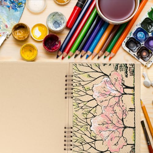 Toned Tan Sketch Book for Artists, 2 Pack 9"x12"Spiral Bound Mixed Media Paper Pad,Hardcover Acid-Free Kraft,A4 Brown Tone Sketch Pad for Drawing, Sketching Painting, Family Albums & More - color: toned tan paper 9x12, 2 pack ﻿