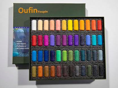 Artists' Soft Pastel stick, Box Set of 48 Assorted Colors Smooth and Blendable, Fade-Resistant