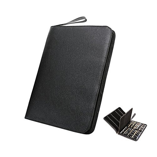48 PU Leather Fountain Pen Case Large Capacity Black Roller Ball Pen Holder Bag Pouch - size: Black for 48 pens