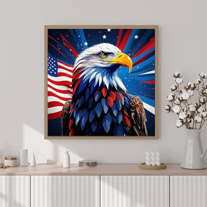 Artunion Framed Paint by Numbers Kit for Adults Beginners & Kids Ages 8-12,Flag Bald Eagle Paint by Number with Frame,American Flag Paint by Numbers Kit on Canvas 10 * 10 Inch Without Easel - color: ZXT-383-F