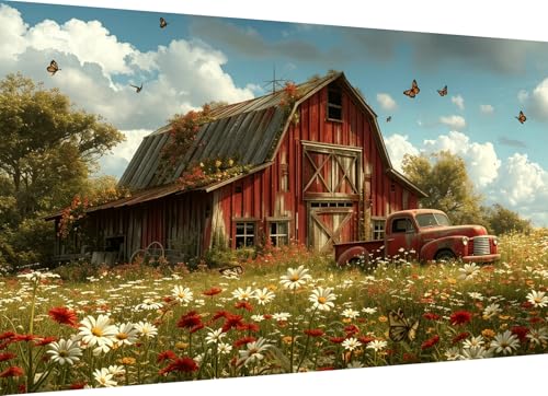 ijbnhd Trucks Large Diamond Art Kits for Adults 15.7X 27.5 inch | Farm Large Diamond Painting Kits for Adults, 5D DIY Full Round Drill Trucks Gem Art for Adult Gifts, Home Wall Decor - color: Trucks, size: 16x28in(40x70cm)