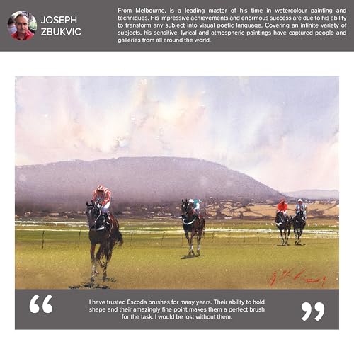 Escoda | Watercolour | Artist Set Joseph Zbukvic 1 | Size 8,10,12 | 3 Brushes | Synthetic White Toray | Round Pointed - color: Joseph Zbukvic 1, size: Artist Set