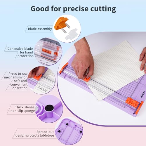 A4 Paper Cutter Slider 12 Inch Paper Trimmer Photo Cutter, Purple - color: Purple
