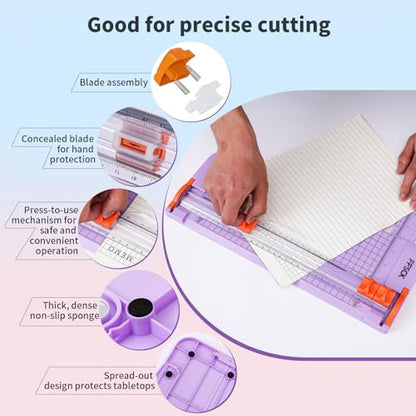 A4 Paper Cutter Slider 12 Inch Paper Trimmer Photo Cutter, Purple - color: Purple