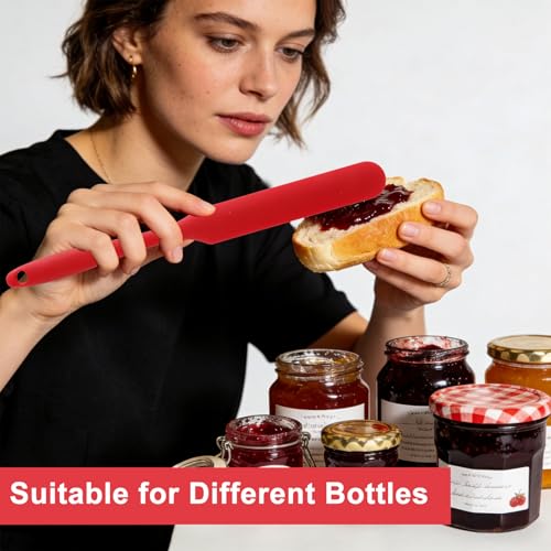 Silicone Jar Spatula Heat Resistant Jar Scraper 4 pcs Long Handle Thin Spatula Cake Cream Spatulas Set Sourdough Stirring Stick Non-Stick Jam Spreader for Kitchen Cake Cream Butter Jam Baking Mixing - color: Style5: 4 PCS