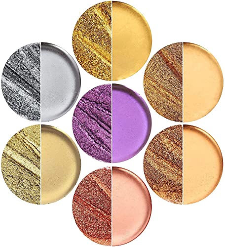 TECHAROOZ Metallic Pigment Powder, 7x20ml Fine Metal Dye for Epoxy Resin, UV Resin, Countertops, Soap Making, Candles DIY Acrylic Paints & Other Craft - color: Metallic Mica Set