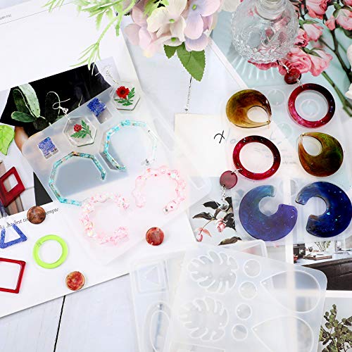 Patelai 4 Pcs Resin Earring Molds Irregular Shaped Earrings Silicone Mold for Epoxy Resin Dangle Drop Jewelry Making Kit for Women DIY Crafts Necklace Pendants Keychain(Geometric) - style: Geometric