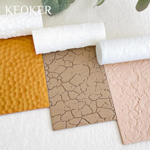 KEOKER Cracked Surface Polymer Clay Roller Texture - Great for Clay Cutters and Texture Sheets - color: Cracked Surface Color