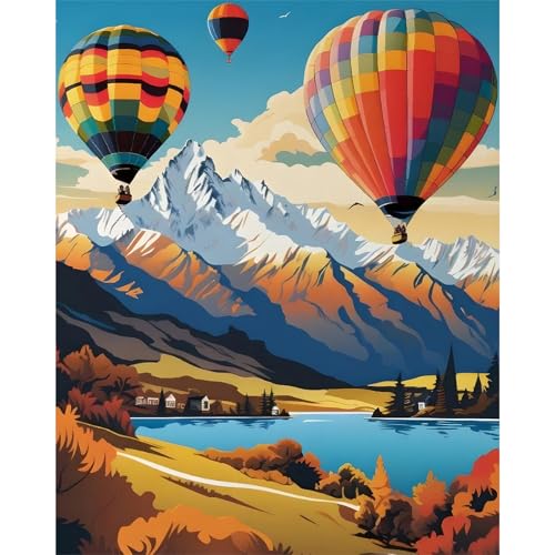 Paint by Numbers Kit for Adults, Hot Air Balloon Number Painting Canvas Kit - color: LBOPNFP5