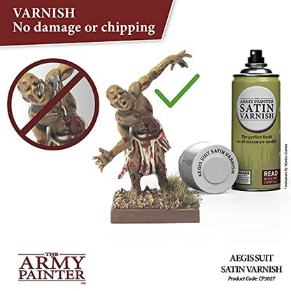 The Army Painter, Colour Primer Aegis-Suit Satin Varnish, 400 ml | Spray Protector Varnish Sealer made for Acrylic Model Painting, Wargames & Warhammer 40K Figures - color: Satin Varnish