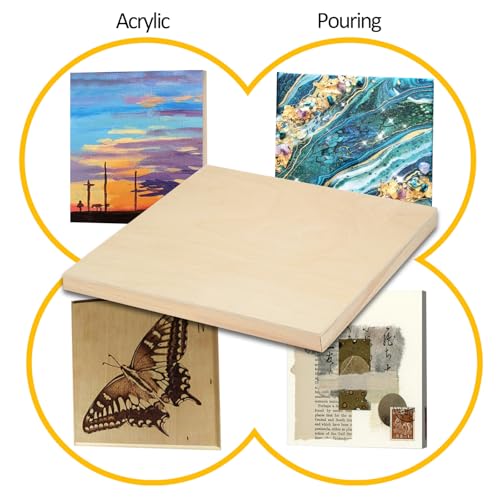 2 Pack 40x40'' Unfinished Gallery Birch Wood Canvas Panels | 1 1/2’’ Deep Wood Canvas, Cradle Boards for Painting, Pouring, Burning, Crafts, Epoxy Resin, Laser Engraving Cutting - size: 40*40 2 Pack