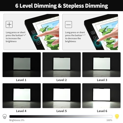 Zocelight Rechargeable A4 Light Box,led Light pad with Built-in Stand & Clip,6 Levels of Brightness Light Box for tracing,Diamond Painting.Light Table for Artists,Drawing,Sketching,Animation,X-ray