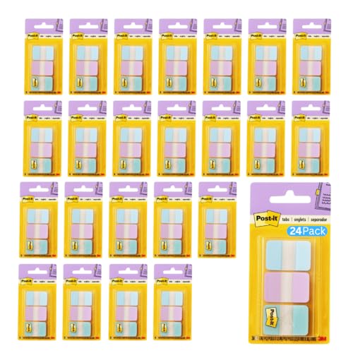 Post-it Pastel Color Tabs, 3 Colors, 3x3 inches, 24-Pack | 36 Tabs/Pack, 864 total, Gradient Blue, Pink, Clear - style: 24 Pack