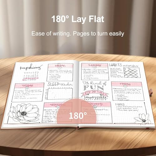 AHGXG Dotted Journal - Dot Grid Notebook Journal, 120 GSM Thick Acid-Free Paper, Large B5 Dotted Notebook 96 Pages, Leather Softcover, Inner Pocket, Journal Stencil, 7.6'' X 10'', Rose Gold - color: Rose Gold, style: B5-Dotted-120G