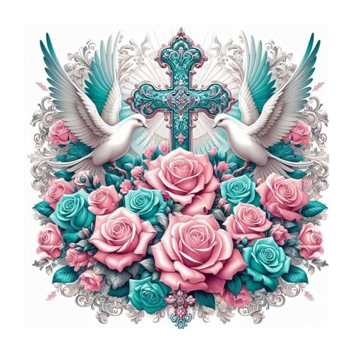 Aicomeon Cross Diamond Art Kits for Adults,Pigeon Diamond Painting Kit | 12x12 Inch Easy DIY for Beginners, Full Drill Round Dot Gem Art Mosaic Stress Relief Craft, Home Wall Decor Gifts - color: Cross