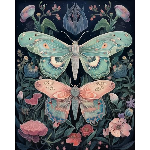 Natuyalo Paint by Numbers Kit for Adults Beginners and Kids, 16" Wx20 L Canvas Pictures Drawing Acrylic Paintwork with 3 Pcs Paintbrushes, Butterflies in Flowers - color: ART-01