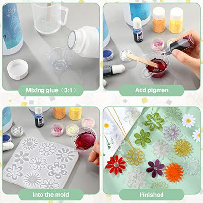Patelai 4 Pcs Resin Earring Molds Irregular Shaped Earrings Silicone Mold for Epoxy Resin Dangle Drop Jewelry Making Kit for Women DIY Crafts Necklace Pendants Keychain(Flower Leaf) - style: Flower Leaf