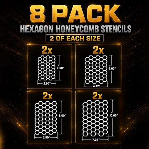 LiME LiNE Reusable Airbrush Stencil Sets for Airbrushing, Custom Paint & Crafting (Honeycomb Hexagon Stencil Set) - style: Honeycomb Hexagon Stencil Set